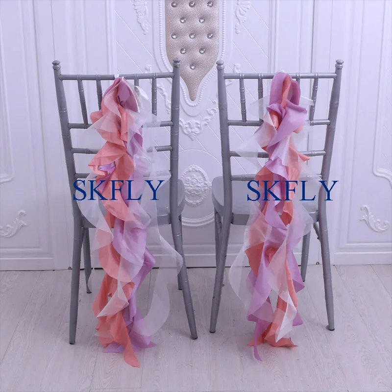 SH097K изготовленный на заказ дешевый Свадебная белая курчавая ива органза и стул с обивкой из тафты Пояса - Цвет: image mixed color