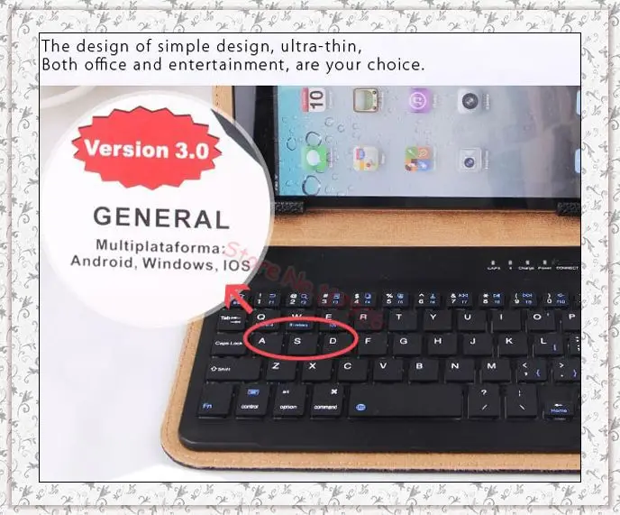 Универсальный кожаный чехол со съемной Bluetooth клавиатурой для Asus ME180A MeMo HD Pad 8 VivoTab