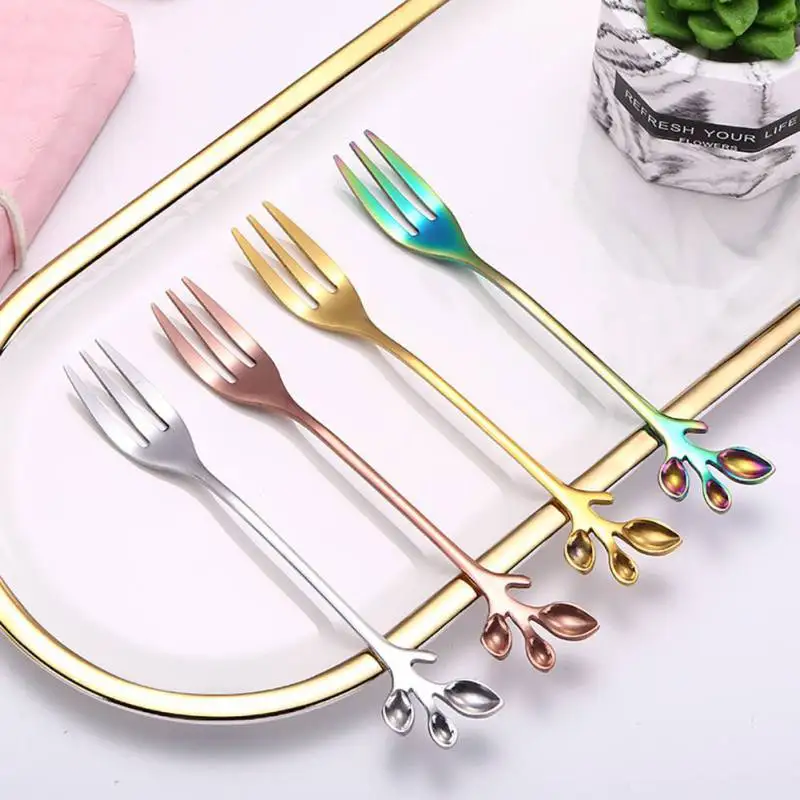 

Creative Forks Coffee Stirring Spoon Stainless Steel Dinnerware Sets Branch Leaves Dessert Spoon Kitchen Dining Tableware