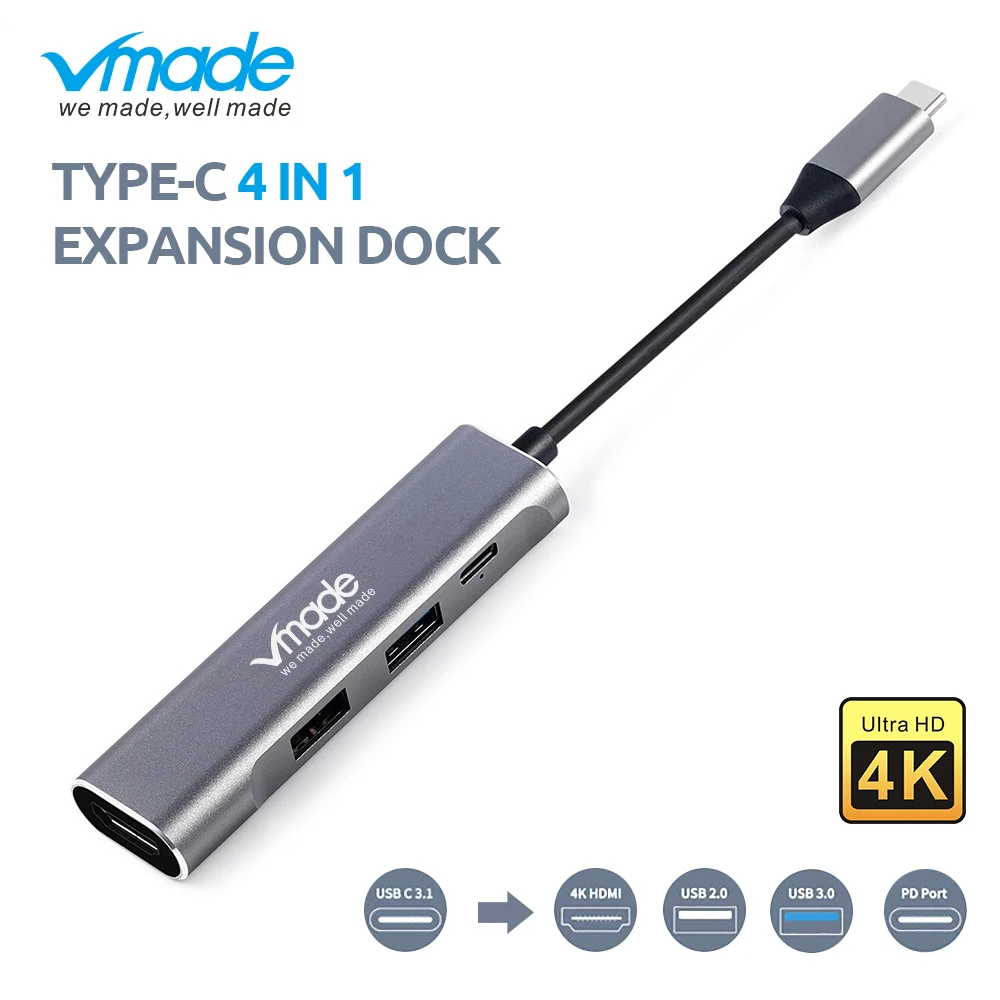 

Vmade 4 in 1 USB C HUB HD 4K Adapter Type C To HDMI Thunderbolt 3 Dock USB 3.0 PD Port Converter For Macbook Samsung Galaxy S9