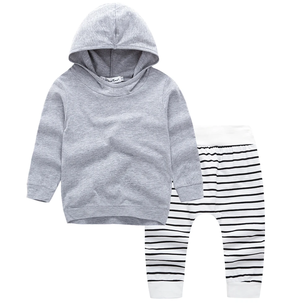 Autumn Newborn Baby Boys Full Sleeves Stripe Tops+Pant Infant Outfit Outwear Set