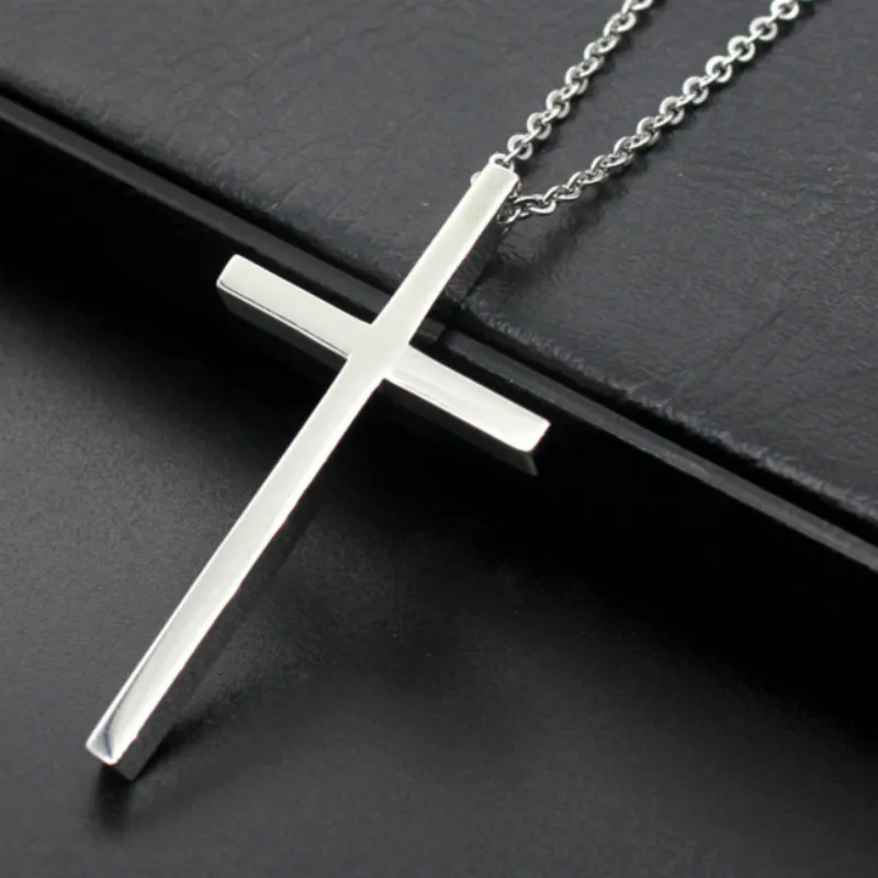 Stainless Steel Cross Pendant Necklace Simple High Polishing Cross