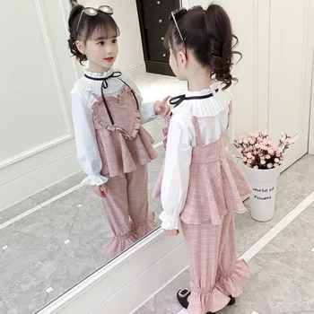 

girls sets cute blouse +pants 2 pieces 2019 spring fashion children clothing suit princess costume