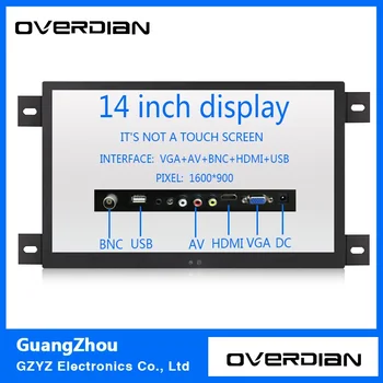 

14" VGA/HDMI/BNC/AV/USB Interface Industrial Control Lcd Non-Touch Monitor Metal Shell Black Embedded Frame1600*900