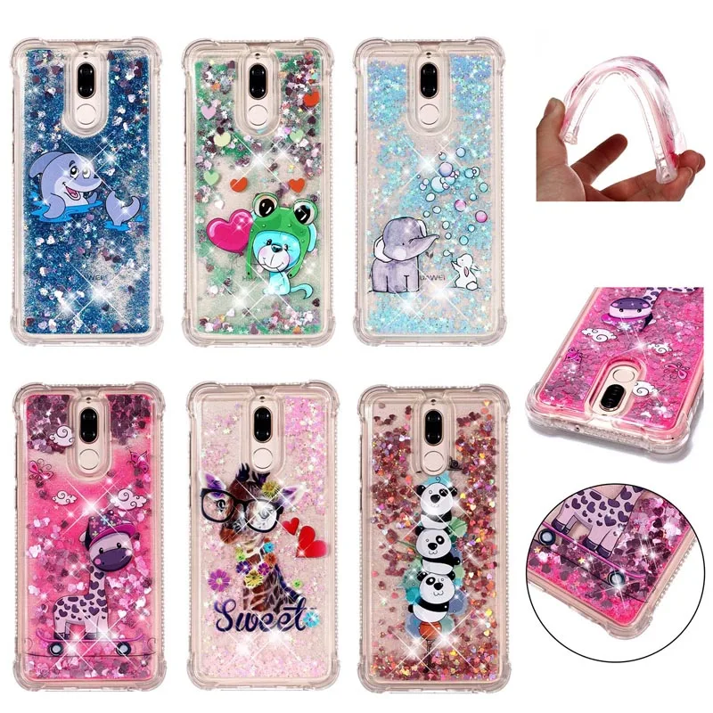

Cartoon Glitter Liquid Sand Cases Quicksand Soft TPU Silicone Cover Hull Shell Coque Fundas for Huawei Mate 10 Pro Mate 10 Lite