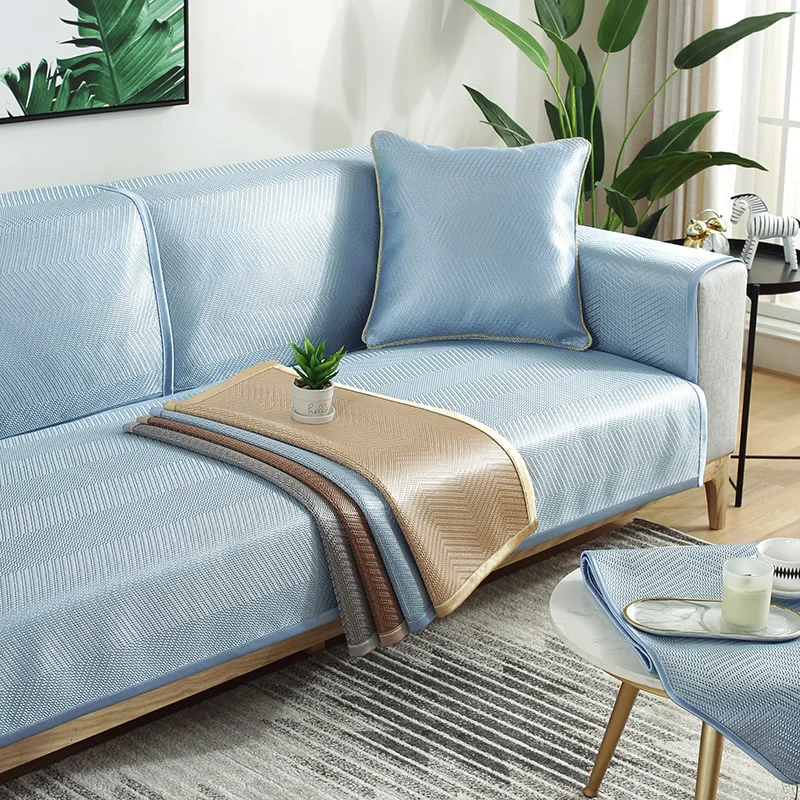 

Summer Ice Silk Sofa Cover European Simple Washable Solid Color Sofa Cushion Sofa Towel Household Items