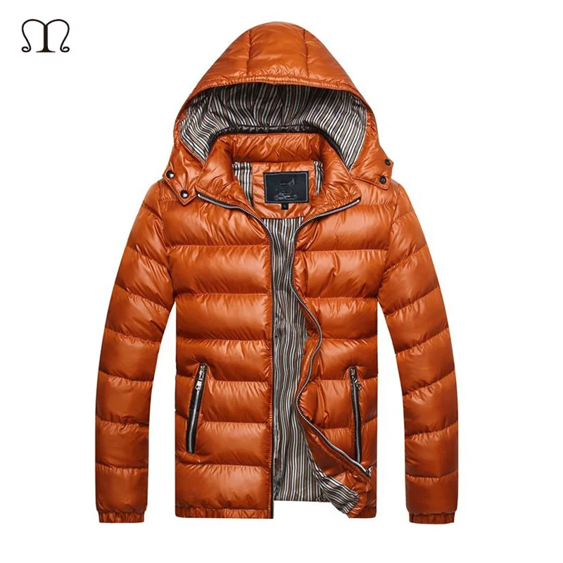 

Winter Hooded Jackets Men 2018 Casual Solid Parkas Men Thick Thermal Shiny Coats Slim Fit Warm Windbreaker Waterproof Jackets