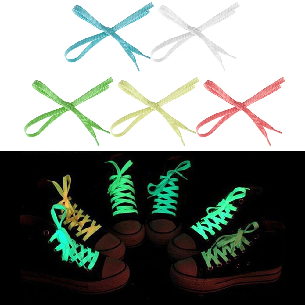

1Pair Newest Sport Flat Shoe Luminous Shoelace Glow In The Dark Color Fluorescent Shoelace Laces DIY Rope