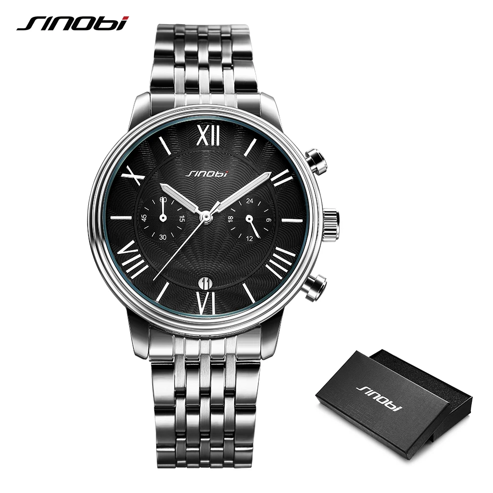 

SINOBI Stainless Steel Men's Watch Man Wristwatch Luminous Pointer Watches Luxury Brand Male Sports Geneva Quartz Watches Reloj