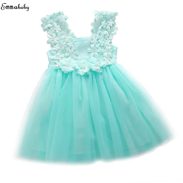 

Emmababy Retail Baby Girl Party Dress Lace Flower Pearl Princess Dress Clothing Summer Children Kids Girls Clothes Dresses