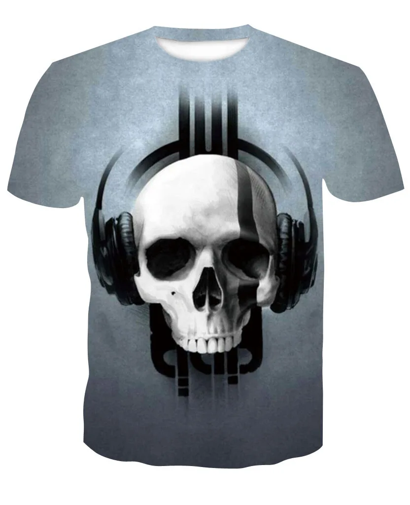 

Summer Wear New Pattern Human Skeleton Headset European Trend Number Printing Short Sleeve T T-shirt New Fashion T-shirts