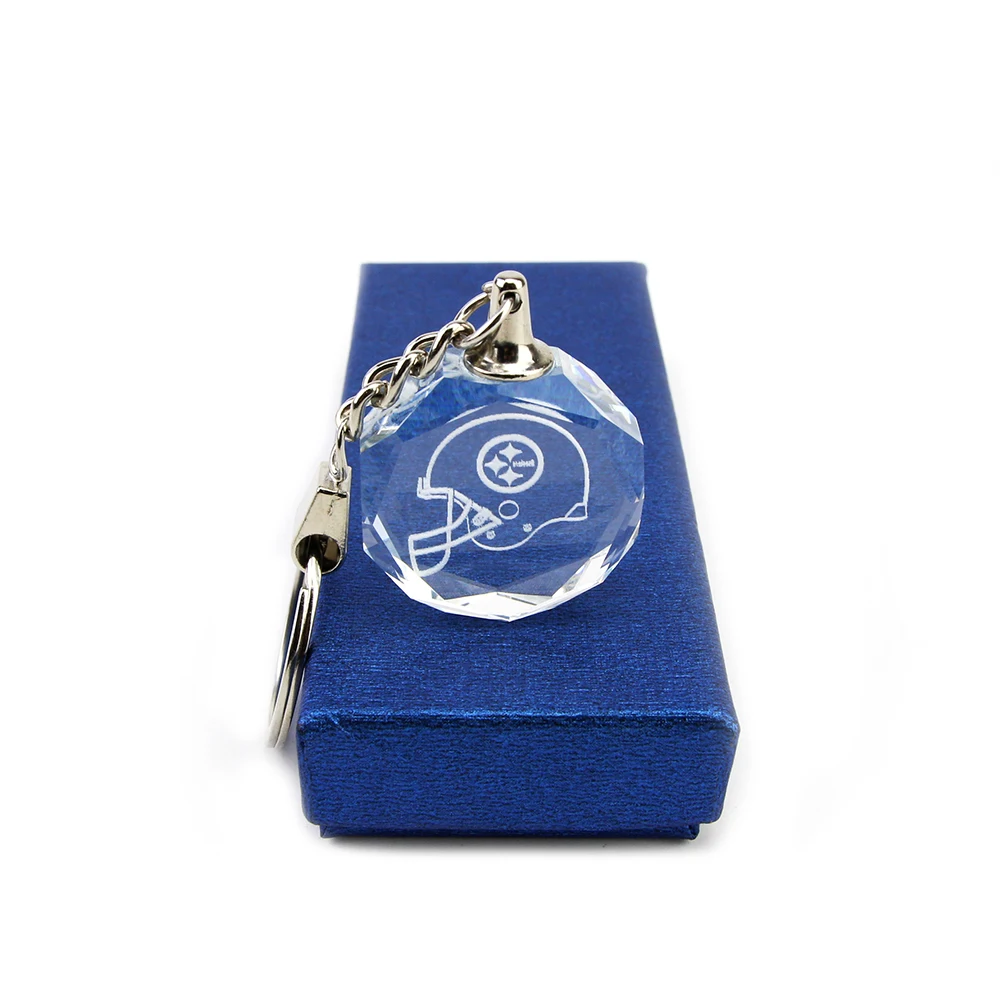 

New Arrival Hot Selling Pittsburgh Steelers k9 Crystal Keychain Charm Jewelry Octagonal Alloy Keychain