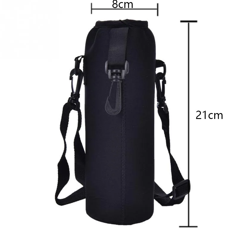 Brand New 1000ML Water Bottle Cover Bag Pouch Neoprene Water Bottle Carrier Insulated Bag Pouch Holder Black Shoulder Strap