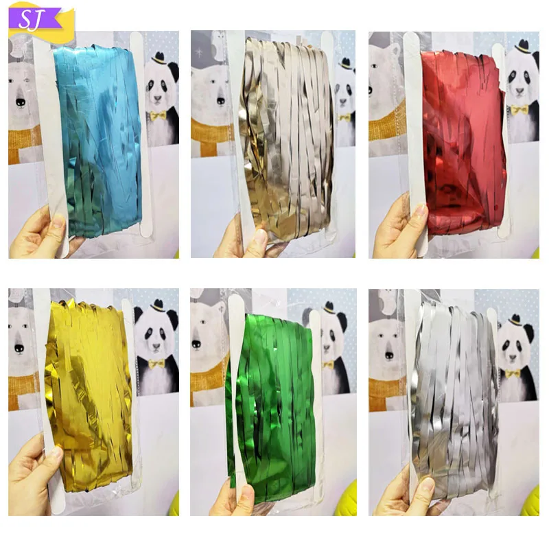 

2M/2.45M matte colorful rain curtain wedding festival tassel background curtain birthday party DIY decorative rain silk curtain