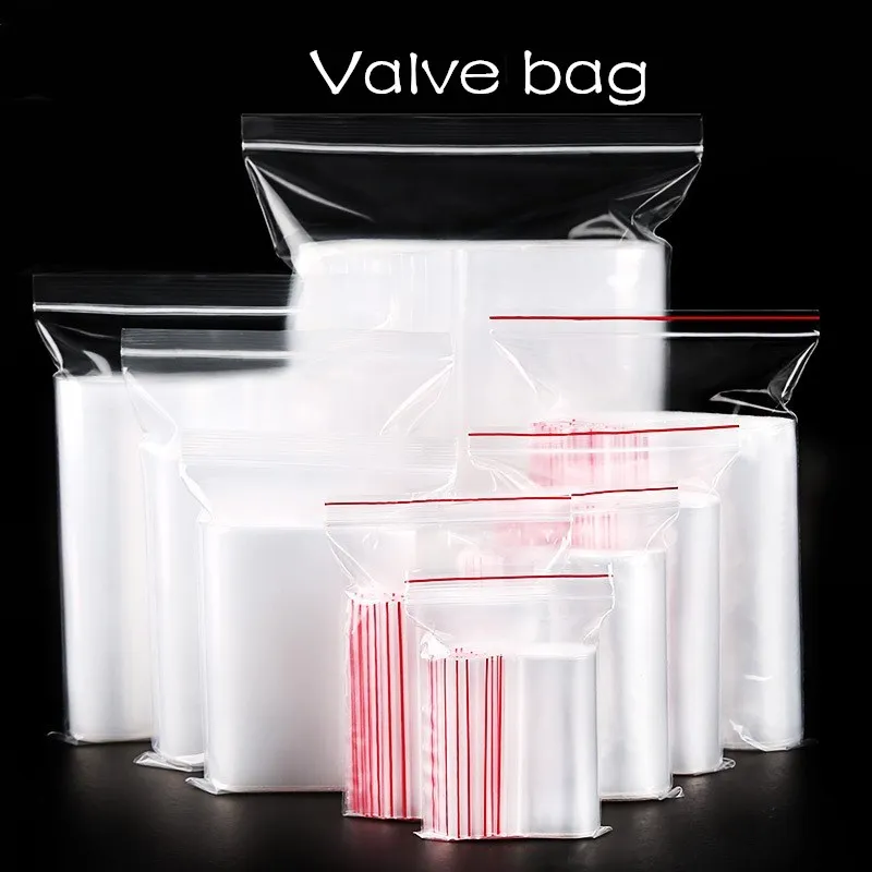 

100 Pcs Transparent Self-sealing Storage Bags Polyethylene Sealing Bags Packaging Small Parts Kitchen Tools(0.12mm/0.05mm Thick)