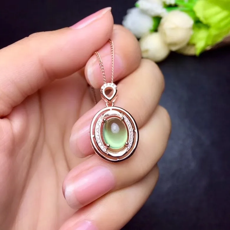 

classic grape shape prehnite pendant for necklace with silver