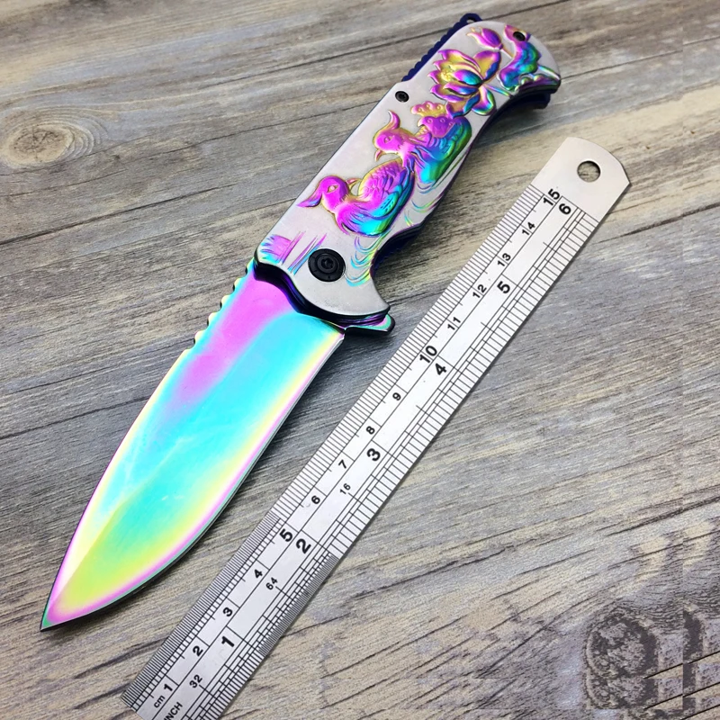 440ss Steel color titanium stainless steel cool pocket knives EDC tools