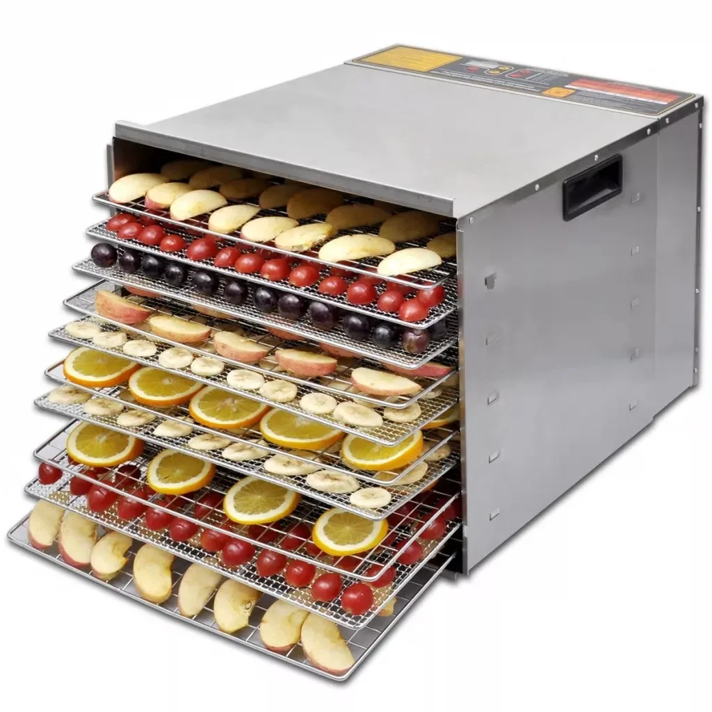 Vidaxl 10 Layer Dehydrator Fruit Food Dryer Steel Fruit Vegetable Meat Air Dryer Electric Dehydrator