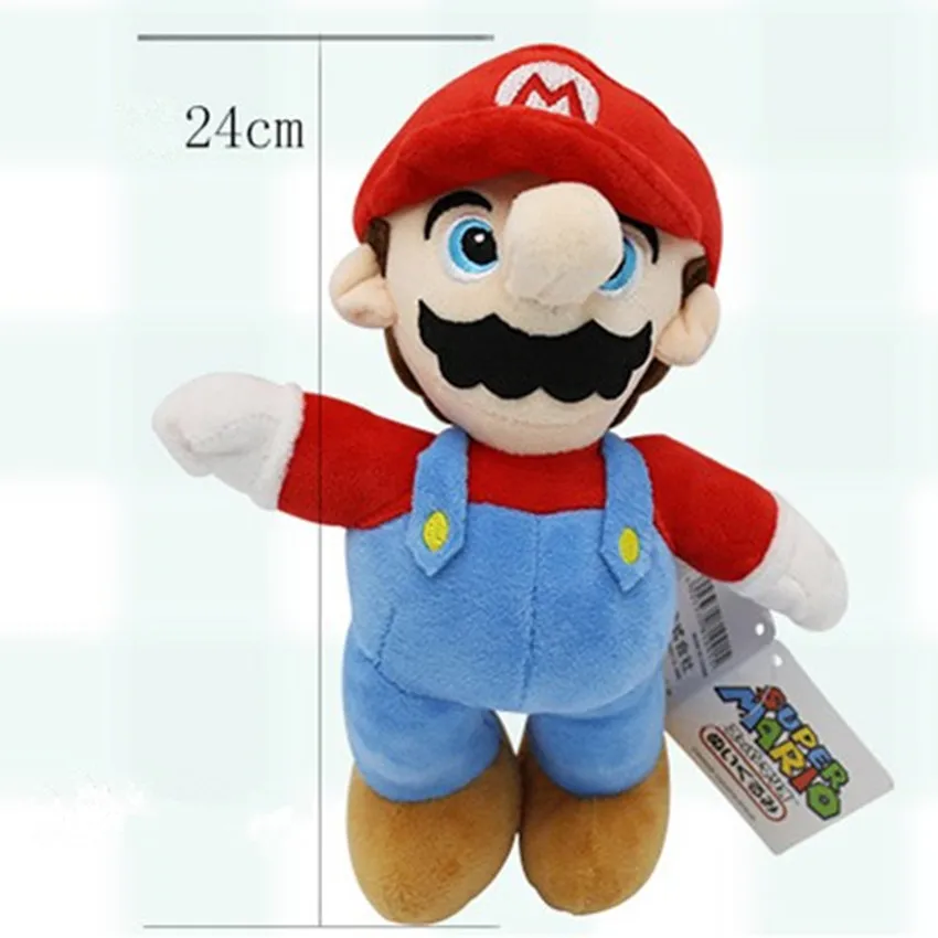 25cm Super Mario Bros Luigi Plush Toys Soft Stuffed Dolls For Children Super Mario Stand Mario Brother Stuffed Toys