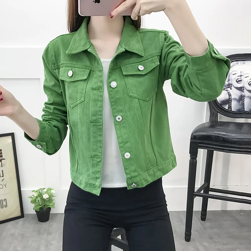 Thin Slim Fit Jeans Coat Short Denim Jacket Longsleeve Women's Clothing 2019 Fashionable Streetwear