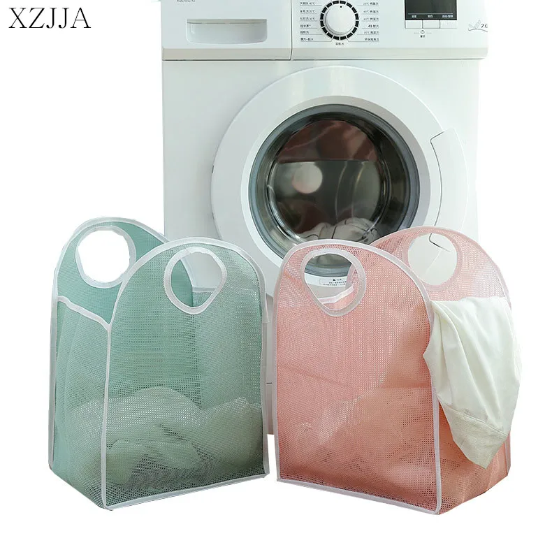 

XZJJA Foldable Dirty Clothe Storage Baskets Folding Washing Clothes Nylon Laundry Basket Bracelet Bag Bathroom Product Organizer