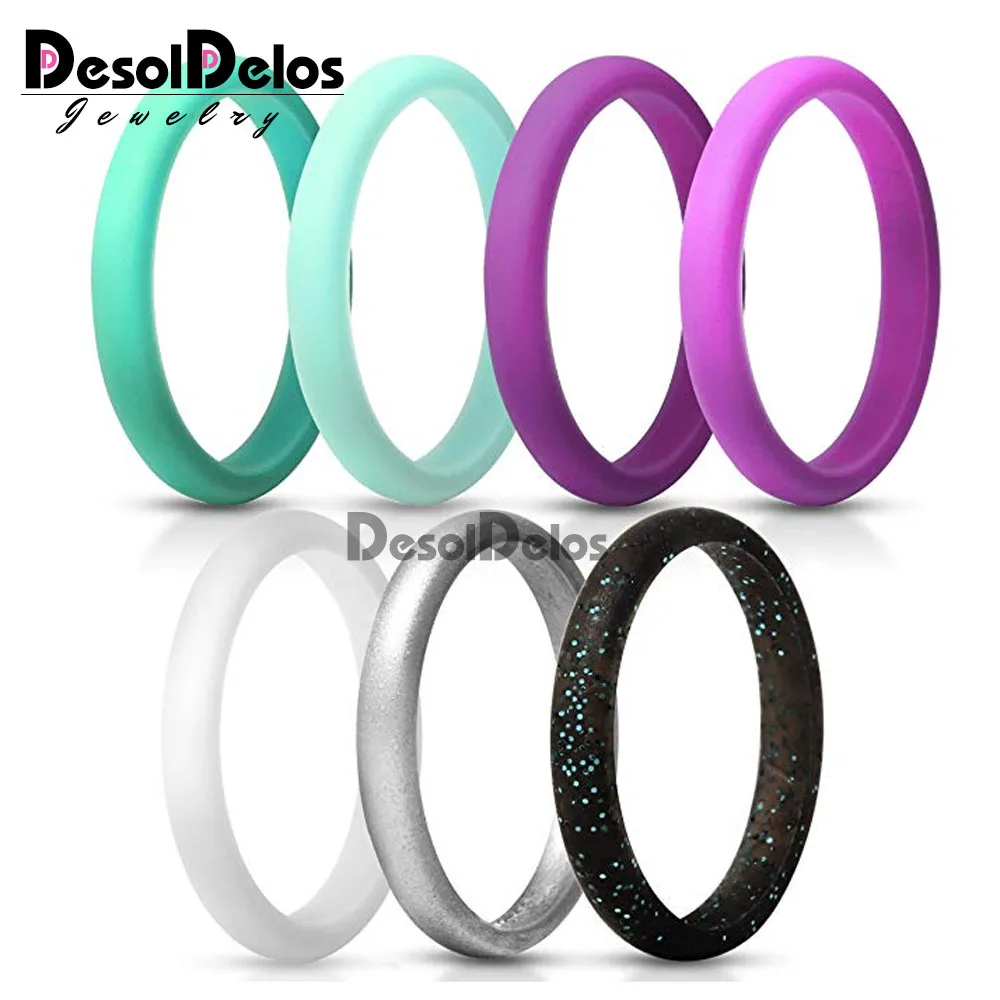 

2.7mm Hypoallergenic Crossfit Flexible Sports Silicone Finger Ring Food Grade FDA Silicone Ring For Women Wedding Rings 2019 New