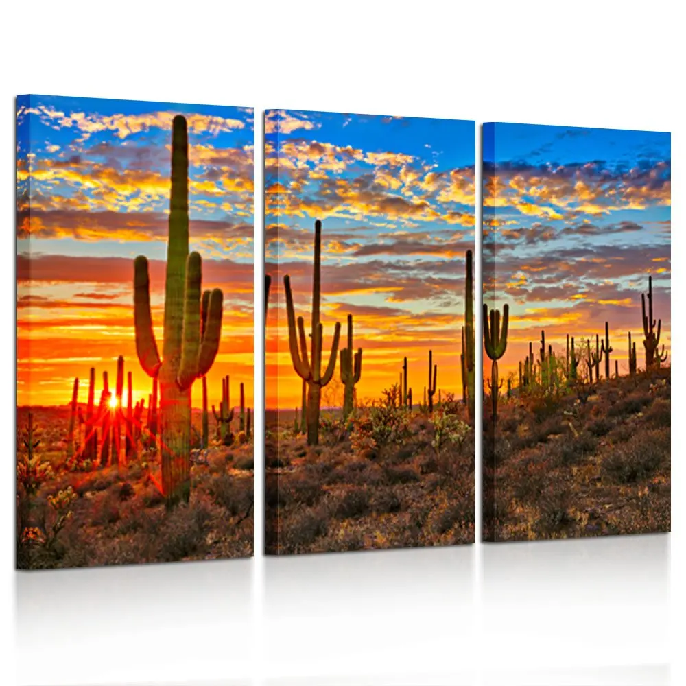 Large 3 Piece Canvas Wall Art Beautiful Sunset Landscape of National