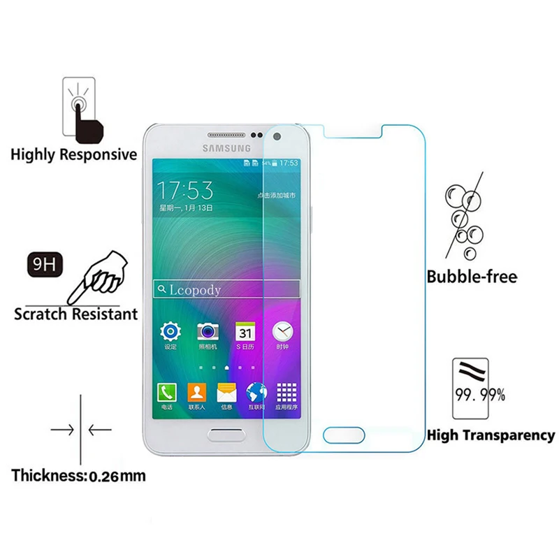 0-26mm-2-5D-Tempered-Glass-for-Samsung-Galaxy-A3-2015-9H-Explosion-proof-Protective-Film