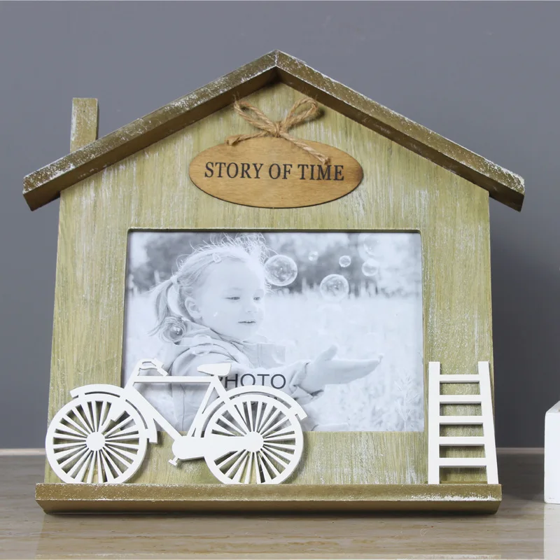 7 Inch Wood Photo Frame Decor Cute Picture Frames Retro Style Gifts For
