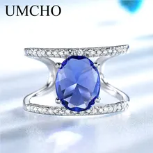 UMCHO, настоящее 925 пробы, серебряные кольца для женщин, камень по месяцу рождения, танзанит, драгоценный камень, серебряное кольцо, обручальное кольцо, ювелирное изделие, Новинка