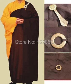 

Top quality 2pcs/set WOODENHOOK Buddhism uniforms suits Buddhist monk long robecassock meditation martial arts gownManYi unisex