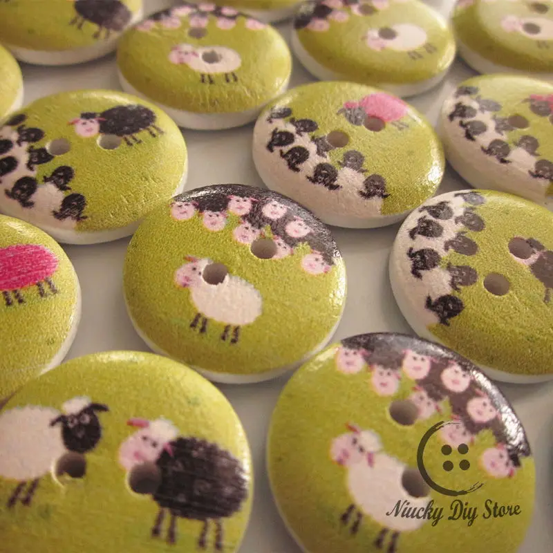 

144pcs mixed 20mm sheep wood buttons wholesale children's clothes / home decor / craft / scrapbooking / sewing accessories