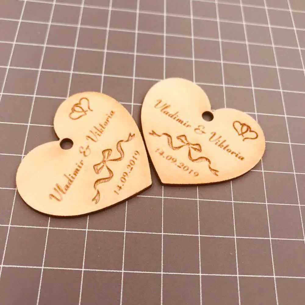 Personalized wedding favor tags, rustic Bridal Shower Favor Tags wooden heart wedding tags Custom name and date Wooden Tags,1