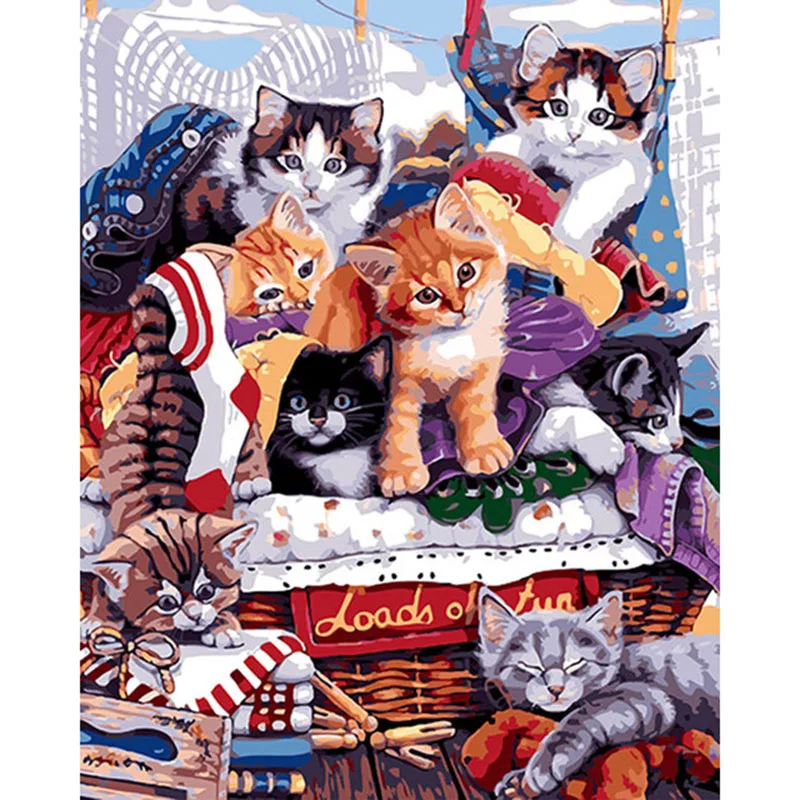 ArtSailing picture by numbers on canvas diy Cute Cats painting by