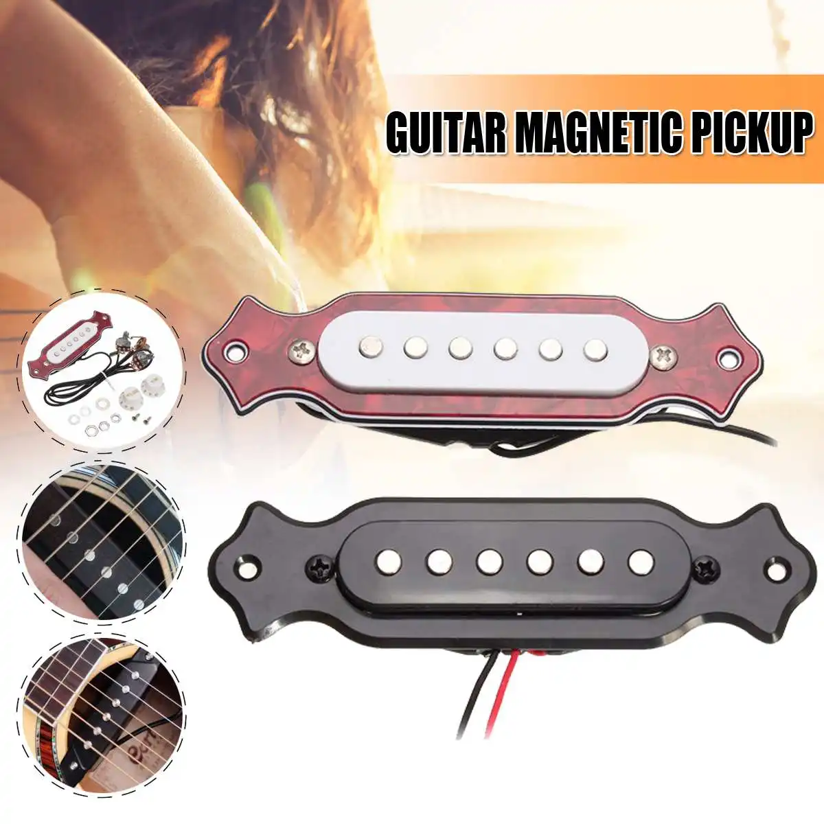 

Acoustic Electric Guitar Magnetic Pickup Guitar Sound Hole Pick-up with Tone Volume Controller Audio And Screws Guitar