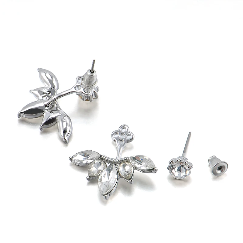 Korean Gold And Silver Plated Leave Crystal Stud Earrings Fashion Korean Gold And Silver Plated Leave Crystal Stud Earrings Fashion Statement Jewelry For Women Free Shipping In From