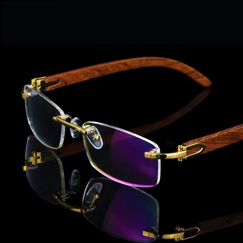 

Vazrobe Wood Glasses Frame Men Rimless Eyeglasses frames Wooden Gold Prescription spectacles Fashion Brand Eyewear Frameless