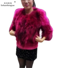 Linhaoshengyue Long 53cm real 2013 raccoon fur wool three quarter sleeve fur women s medium long