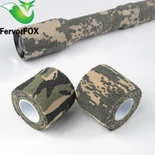 2 pc 5 センチメートル * 4.5 メートルジャングルカモラップ 1 ロール迷彩ストレッチ包帯、キャンプ狩猟迷彩テープガン、クロスホットバイクストラップ(China)