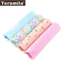 4 ピース/ロット 40 センチメートル x 50 センチメートル花ドット Teramila 生地ファットクォーターバンドルキルティングパッチワークソーイングファブリック服寝具織物博物館ティルダ