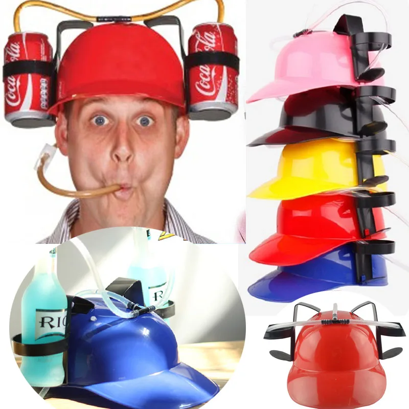 EFINNY Drinking Helmet Beverage Helmet Drinking Beer Soda Miner Can Holder Hat Lazy Straw Cap Birthday Party Prop Toy 