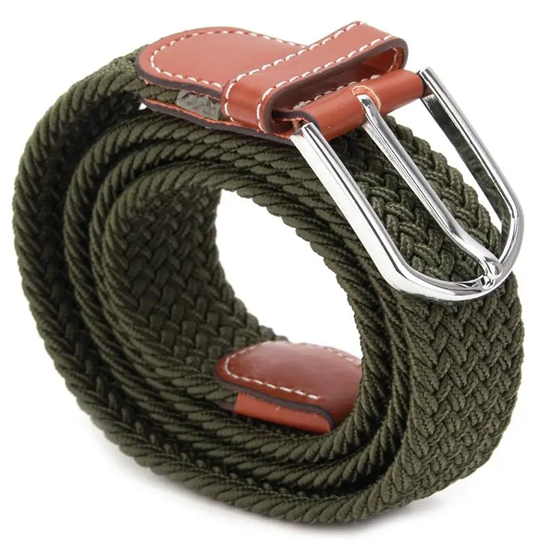 

Fashion Men elastic knitted Belt Metal Buckle Waist Strap 6 colors High Quality Military Army Tactical Belt