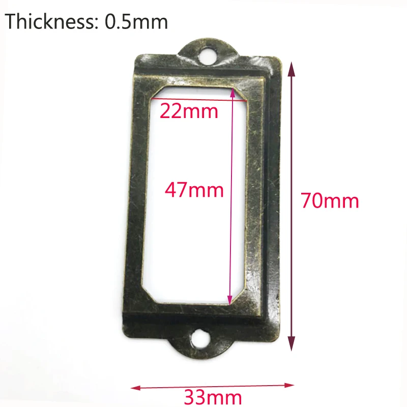 Античный латунный металлический ярлык Тяговая Рама Ручка файл имя держатель для карт для мебели выдвижной ящик в шкафу Чехол Корзина 12 шт. в наборе