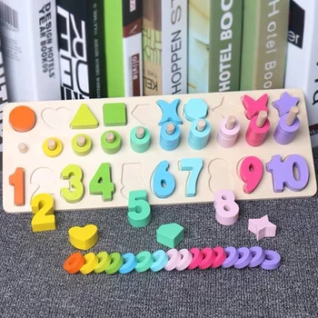 

Hot 1 Set Wooden Montessori Toys Counting Geometric Shape Cognition Match Baby Early Education Teaching Aids Math Toys D132