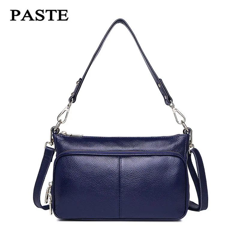 

Paste2018 New leather bags women Fashion Design Genuine leather large capacity zipper shoulder bag black/blue/purple P0170A