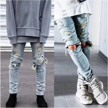 Top Version Männer Designer Zerstört Zerrissene Jeans Herren Hip Hop reißverschluss Biker Jeans Justin Bieber Jeans 2 Farben Freies verschiffen