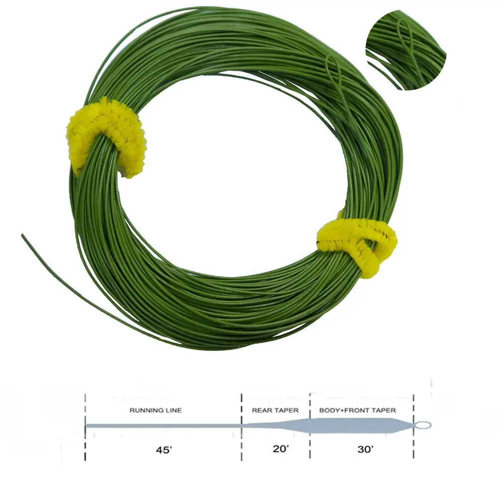 

Aventik Olive Green Weight Forward Floating Fly Line With Running Line Welded Loop 85FT
