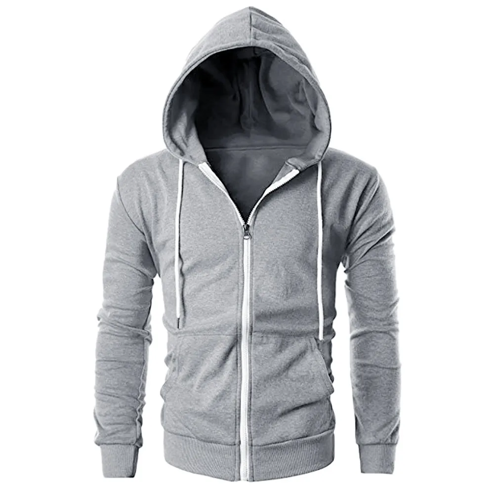 

Men Sweatshirt Hoodie With Pocket Outwear Casual Long Sleeve Zipper Solid Slim Fit Streetwear Sweatshirt Hoodies Sudadera Hombre