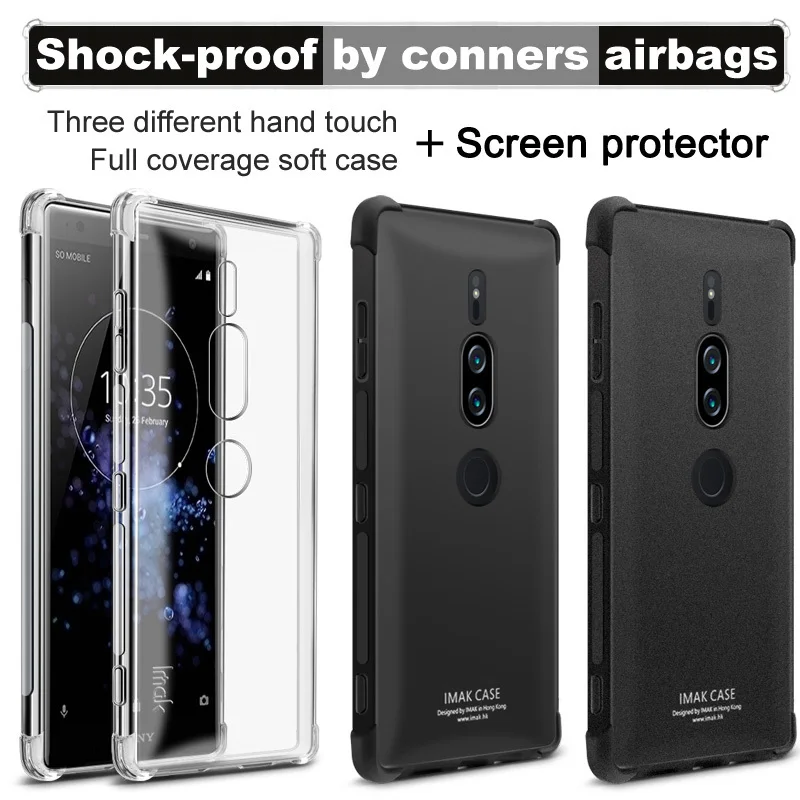 

sFor Sony Xperia XZ2 Premium Case Cover IMAK Shockproof Soft Back Cover TPU Case For Sony Xperia XZ2 Compact Premium With Film