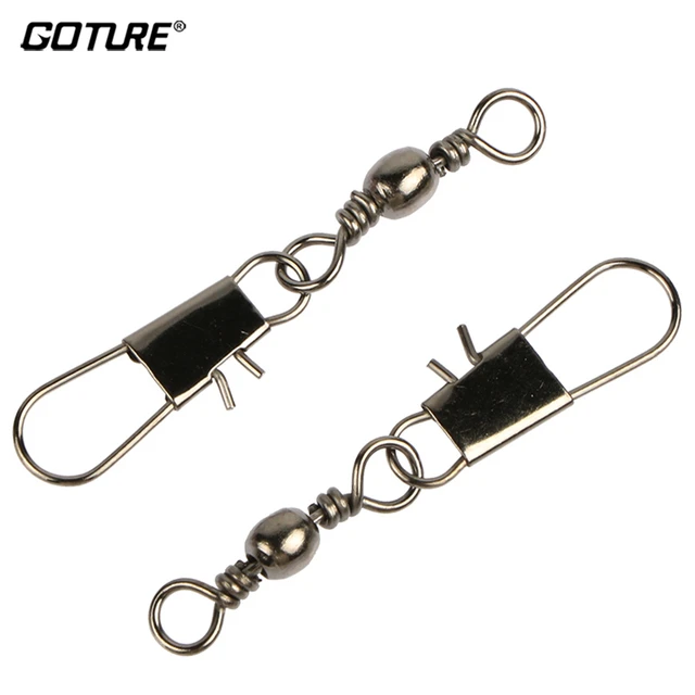 Goture 200pcs/lot Fishing Swivel With Interlock Snap Fishhooks Sea